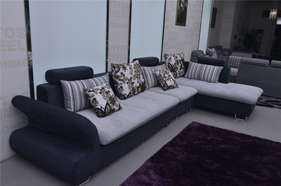 藍珊瑚轉角布藝沙發 小戶型客廳的現代簡約爆款之選